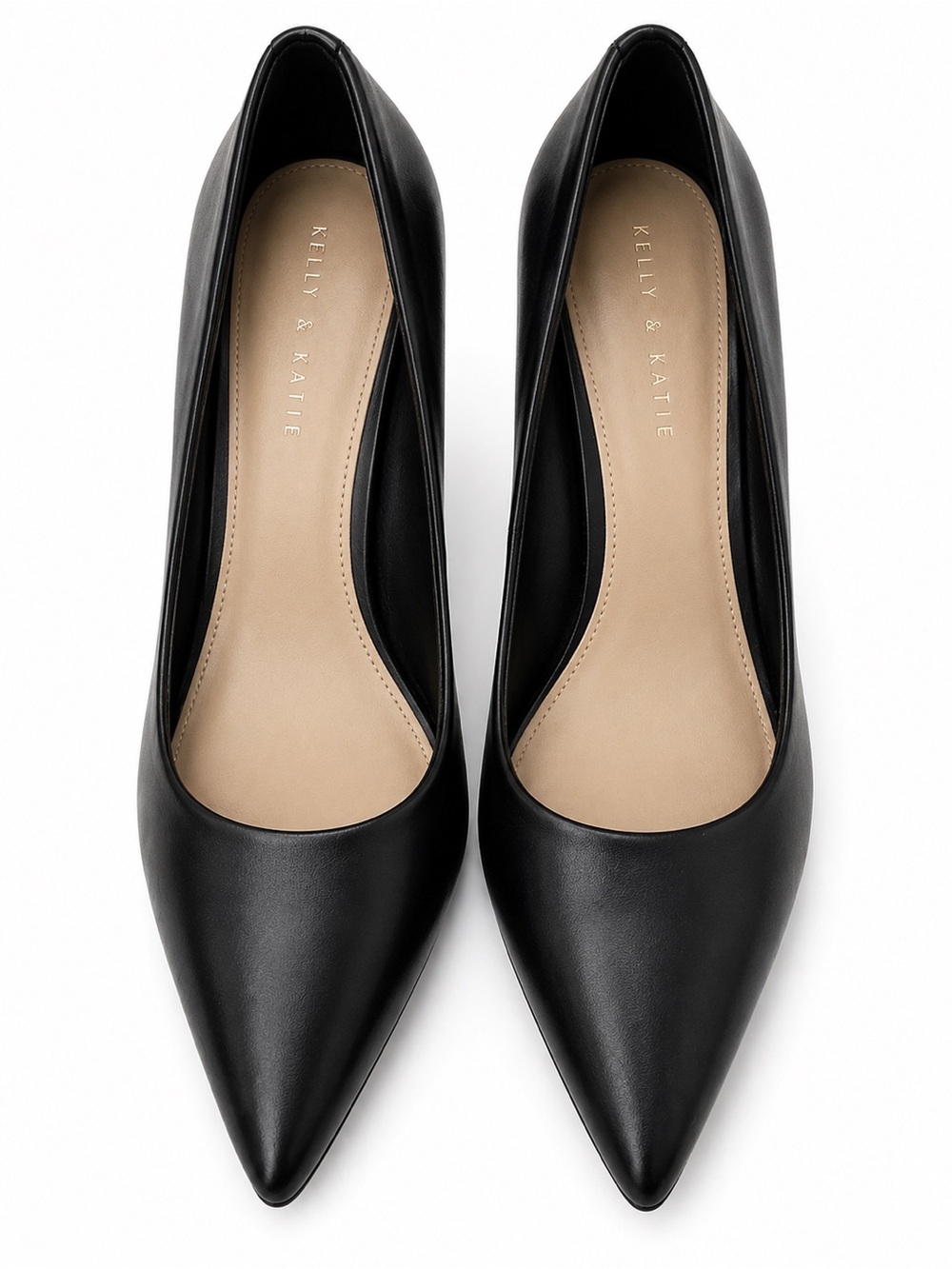 KELLY & KATIE KK-Misha Black Nappa PU Leather Pointed-Toe Stiletto Heels Pumps - Picture 2 of 14